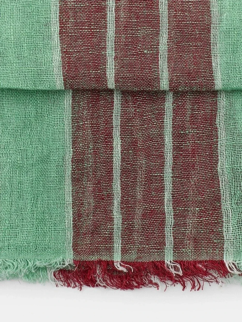 ZARA Women's 100% Linen Stripped Scarf(Mint, Size:M)